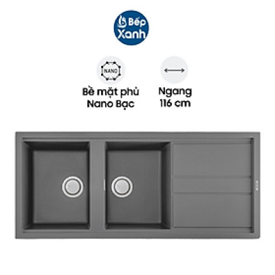 Chậu Rửa Chén Đá Malloca Titanium K-50073 (Màu Xám) - Ngang 116cm - Hàng Chính Hãng
