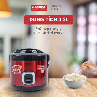 Nồi cơm điện HASUKA HSK-863 dung tích 3.2L, công suất 1200W- Thiết kế dễ sử dụng, lòng niêu chống dính Ceramic - Hàng chính hãng
