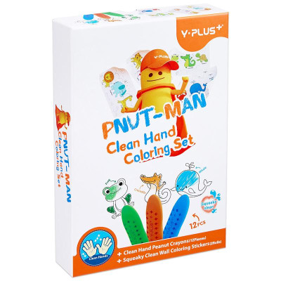 Hộp 12 Màu Sáp Peanut Và Tranh Tô Màu Dán Tường - Y Plus+ CP210600