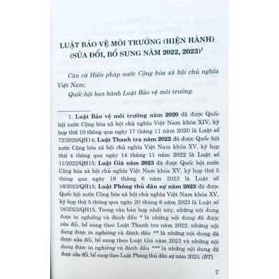 Luật Bảo vệ môi trường (Hiện hành) (sửa đổi bổ sung năm 2022,2023)