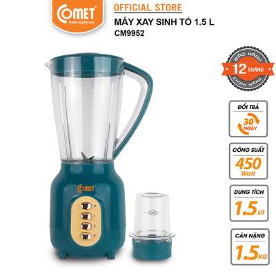 Máy Xay Sinh Tố Comet CM9952 – 450W, Cối Nhựa Kháng Vỡ 1.5L, Lưỡi Dao Inox Sắc Bén - Hàng chính hãng