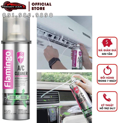 Bọt tẩy vệ sinh khử trùng điều hoà xe hơi, nhà cửa Flamingo F020 xịt khử mùi điều hoà dàn lạnh Freeship