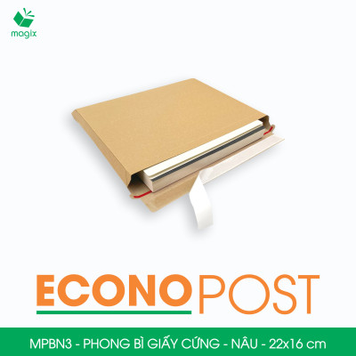 MPBN3 - 22x16 cm - Combo 100 phong bì giấy cứng đóng hàng màu nâu thay thế túi gói hàng