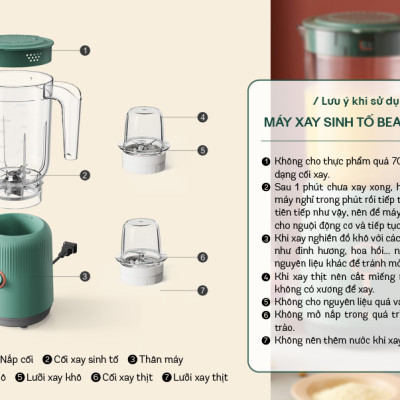 Máy Xay Sinh Tố Đa Năng BEAR BL-B10V2 Gồm 3 Cối Dung Tích 1.2 Lít Công Suất 300 W - Hàng Chính Hãng
