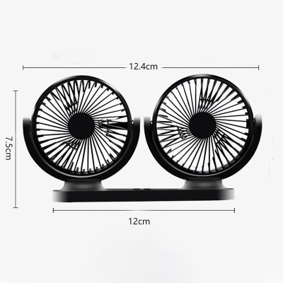 Quạt Đôi Mini Công Suất Lớn, Bền Bỉ, Quay 360 Độ - Dùng nguồn USB Tích Hợp Dùng Trên Xe Ô Tô, Bàn Làm Việc