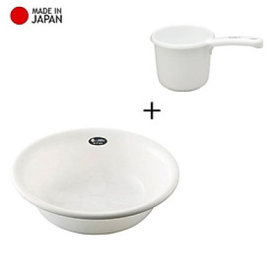 Combo chậu nhựa PP cao cấp tròn 4.5L + gáo nhựa 1.3L - made in Japan