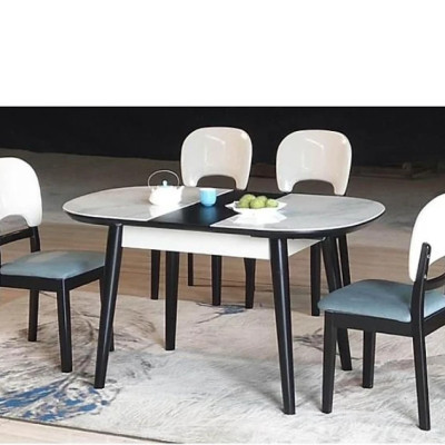 Bộ Bàn Ăn Mặt Kính Giả Đá Thông Minh Nhập Khẩu Tundo HHP-BBA025-13 Cao Cấp