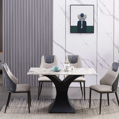Bàn Ghế Ăn Phong Cách Đương Đại Châu Âu - Xu Hướng Hiện Nay Cho Không Gian Hiện Đại - Chân Thép Mặt Đá - Hàng Nhập Khẩu AZP