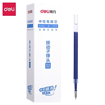 Combo 20 ruột bút gel S221 Deli 0.5mm dùng cho bút bi nước A575 không gai viết trơn tru phù hợp học sinh văn phòng