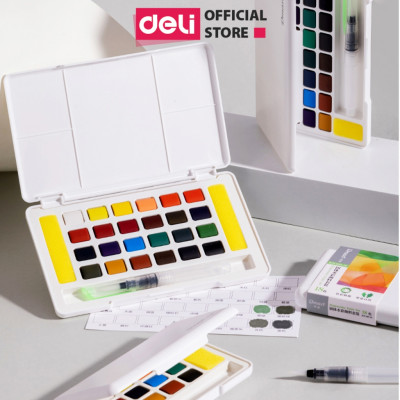 Màu Nước Dạng Nén Dmast Solid Water Color 12/18/24/36 Màu Deli - Màu Nước Nén Mịn Loang Màu Tốt Kèm Bút Vẽ