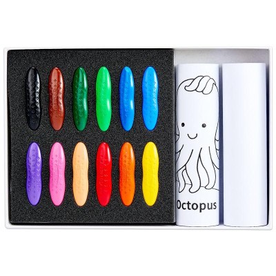 Hộp 12 Màu Sáp Peanut Và Tranh Tô Màu Dán Tường - Y Plus+ CP210600