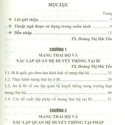 Mang Thai Hộ Và Xác Lập Quan Hệ Huyết Thống So Sánh Pháp Luật Bỉ, Pháp, Anh Và Việt Nam (Sách chuyên khảo)