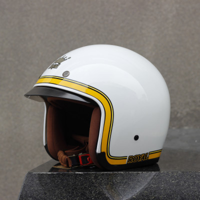 Nón bảo hiểm Royal M139 kính âm V10 trắng line vàng