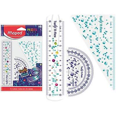 Bộ 3 Thước Học Sinh Cuộn Mềm Pixel Party - Maped 981835