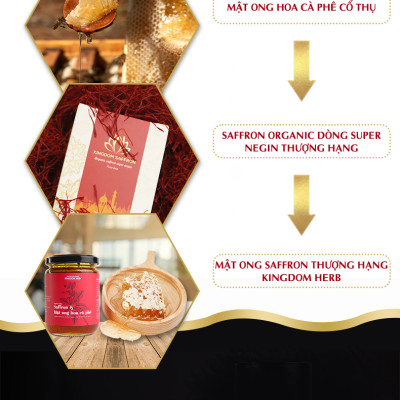 Saffron mật ong Kingdom Herb chính hãng thượng hạng nguyên chất 100% hộp 311g (tặng que lấy mật và bình thuỷ tinh)