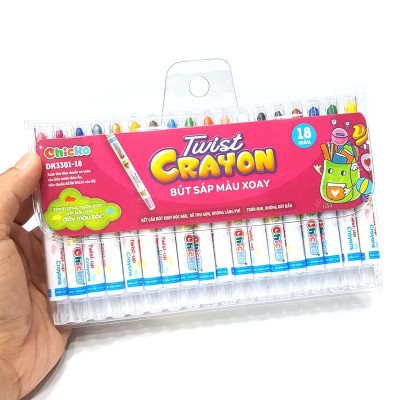 Bút Sáp Màu Xoay - 18 Màu DK 3301-18 (Túi Nhựa PVC)