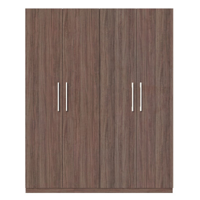 Tủ quần áo gỗ MDF Tundo 4 cánh 2 ngăn treo màu nâu 180 x 55 x 220cm