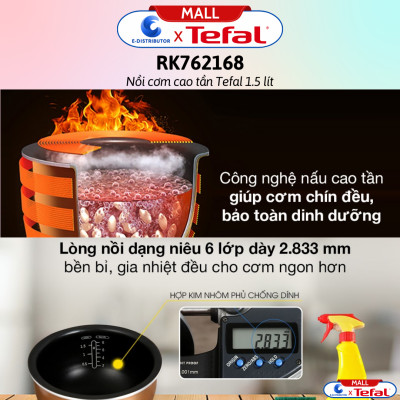Nồi cơm cao tần Tefal 1.5 lít RK762168 - Hàng Chính Hãng - Bảo Hành 12 Tháng