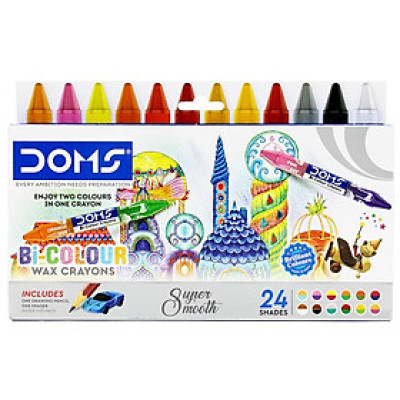 Hộp 12 Bút Sáp Màu 2 Đầu Bi-Colour Wax Crayons - DOMS 7495