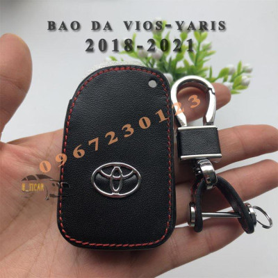Bao Da Ốp Móc Chìa Khóa TOYOTA VIOS - YARIS 2019-2020 2 Nút Có Chìa Cam Kết Da Thật Bền Bỉ, Có LOGO Kim Loại