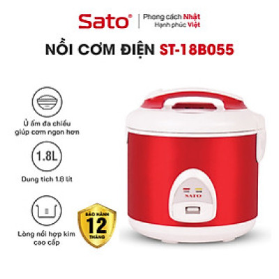 Nồi cơm điện SATO 18B055 1.8L - Thiết kế sang trọng, hiện đại, màu sắc trang nhã - Miễn phí vận chuyển toàn quốc - Hàng chính hãng