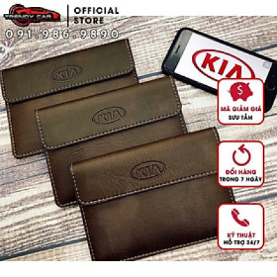 Ví Đựng Giấy Tờ Xe Ô Tô, Ví đựng giấy tờ đăng kiểm ô tô màu nâu Logo hãng xe, Quốc Huy cao cấp tiện lợi