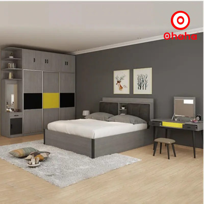 [Miễn phí vận chuyển & lắp đặt] Giường ngủ thông minh cao cấp bọc nệm đầu giường gỗ công nghiệp Ohaha - GN008