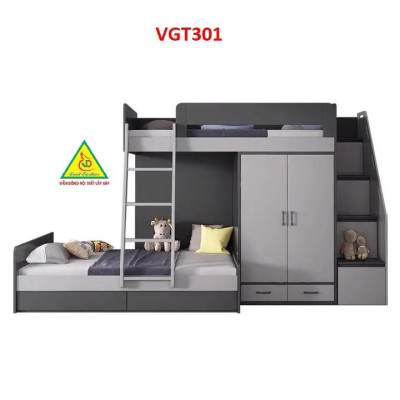 Giường tầng hiện đại tích hợp tủ áo VGT301 - Nội thất lắp ráp Viendong Adv