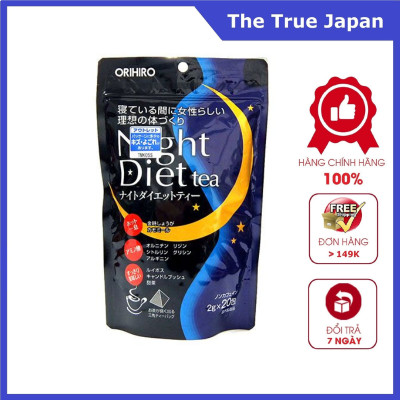 Trà hỗ trợ giảm cân ban đêm Orihiro Night Diet Tea (20 gói) - Tặng túi zip 3 kẹo mật ong Senjaku