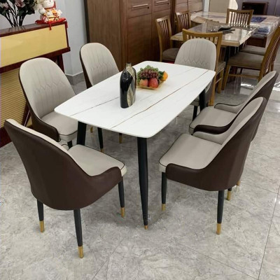 Bộ bàn ghế phòng ăn Tundo mặt đá cao cấp kích thước lựa chọn 4 hoặc 6 ghế Monet