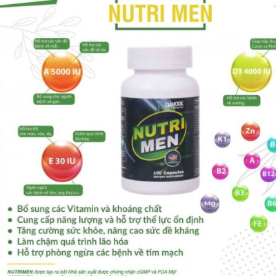 Viên uống bổ sung Vitamin khoáng chất NUTRIMEN Damode lọ 100 viên