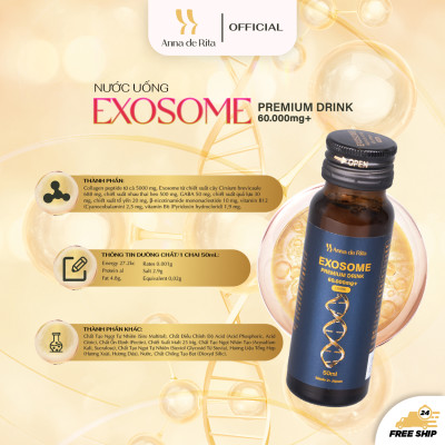 [Anna de Rita] Nước Uống Collagen EXOSOME Premium Drink 60.000MG+ Đẹp Da, Trẻ Hóa (hộp x 10 lọ 50ml)