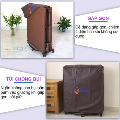 Giường gấp gọn văn phòng, có bánh xe di chuyển tiện lợi - Hàng chính hãng NIKITA