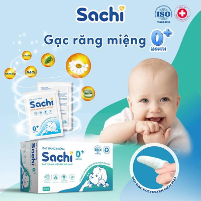Combo 1 Gạc răng miệng cho bé 30 gói và 1 xịt chống sâu răng an toàn 30ml Sachi - Tặng 1 Xịt chống muỗi Sachi