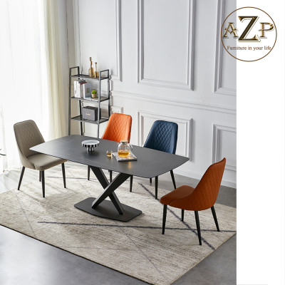 Bàn Ghế Ăn Phong Cách Đương Đại Châu Âu - Xu Hướng Hiện Nay Cho Không Gian Hiện Đại - Chân Thép Mặt Đá - Hàng Nhập Khẩu AZP