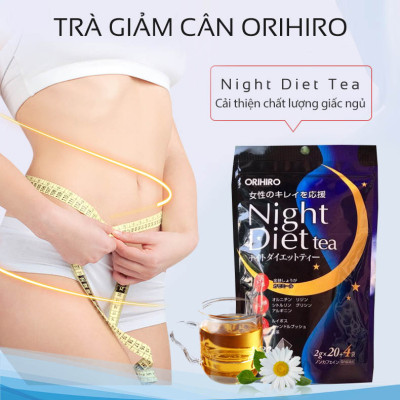 Trà đốt mỡ và kiểm soát cân nặng Night Diet Tea Orihiro Nhật Bản thải độc cơ thể, cải thiện chất lượng giấc ngủ gói 24 túi lọc JN-OR-NI01