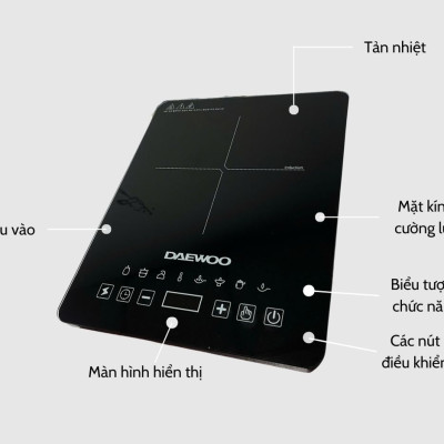 Bếp Từ Đơn Daewoo DWI-1505B, 8 chế độ cài sẵn 1500w - Hàng chính hãng
