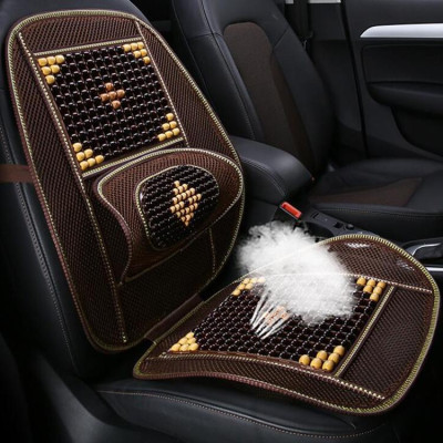 Bộ tấm lưới tựa lưng massage hạt gỗ trên xe ô tô, xe hơi DC-HG01