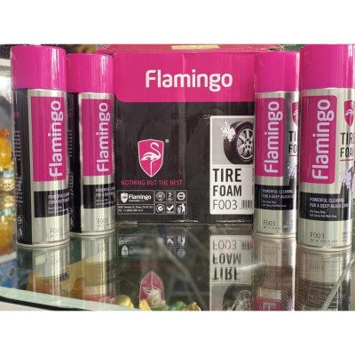 Chai xịt dưỡng bóng lốp, phục hồi nhựa đen Flamingo F003 dạng bọt- 650ml vệ sinh lốp Flamingo Tire Foam