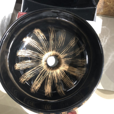 Chậu LAVABO Tròn Đen Ánh Vàng GRVL04