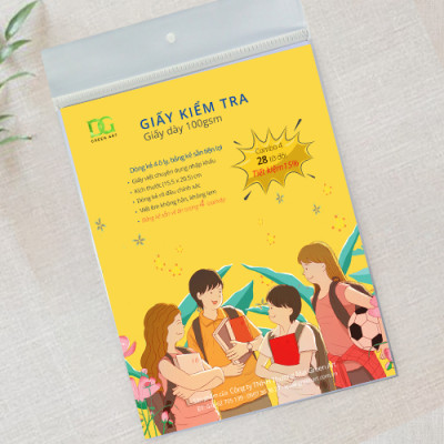 Giấy kiểm tra 4 ô ly giấy trắng dày100gsm bảng kẻ sẵn đẹp tiện lợi, giấy xịn viết êm không lem không hằn, Combo 4: 28 tờ GKTL1-09 Green Art  dòng - Hàng chính hãng