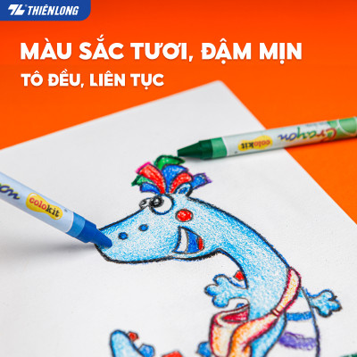 Bút sáp màu Thiên Long Colokit 10 màu mịn, ít bụi, đều màu tiêu chuẩn Châu Âu an toàn cho trẻ em tô màu, vẽ tranh CR-C07