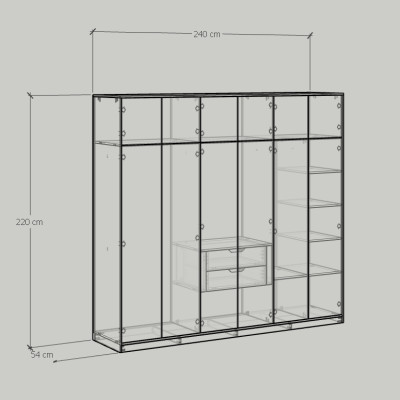 [Happy Home Furniture] ELEGANT, Tủ quần áo 2m4x2m2 , 240cm x 54cm x 220cm ( DxRxC), TCM_044