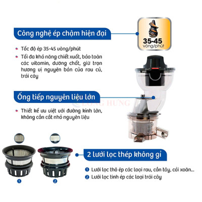 Máy ép chậm Bluestone SJB-6568 - Hàng chính hãng