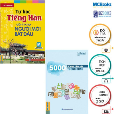 Sách - Tự Học Tiếng Hàn Dành Cho Người Mới Bắt Đầu + 5000 Từ Vựng Tiếng Hàn Thông Dụng - Combo 2 Cuốn - MCBooks