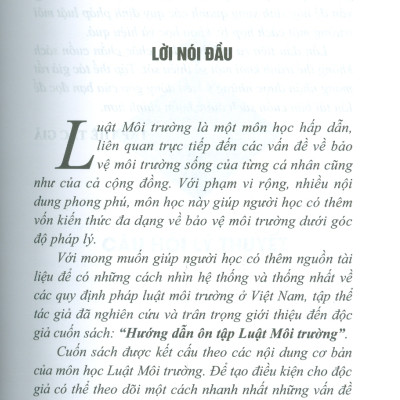 Hướng Dẫn Ôn Tập Luật Môi Trường - Dùng Cho Hệ Đào Tạo Cử Nhân Và Thạc Sĩ Các Chuyên Ngành Thuộc Lĩnh Vực Khoa Học Pháp Lý 
