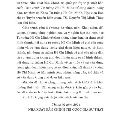 Giáo trình tư tưởng Hồ Chí Minh về công nhân, nông dân, trí thức ( bản in 2024)