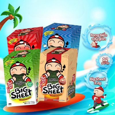 Hộp 12 Gói Rong biển TaoKaeNoi BIG SHEET Vị Hải Sản