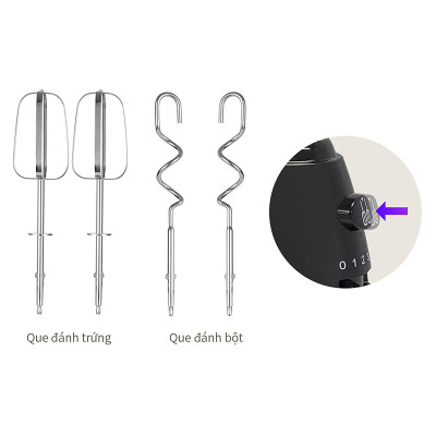 Máy đánh trứng LocknLock EJM501 300W - Hàng chính hãng, 5 tốc độ tùy chỉnh, 2 bộ que đánh linh hoạt - JoyMall