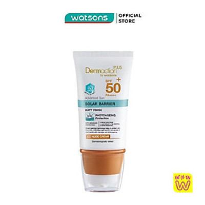 Kem Nền Chống Nắng Dermaction Plus By Watsons Solar Barrier CC Nude Cream SPF50+ PA++++ 40ml
